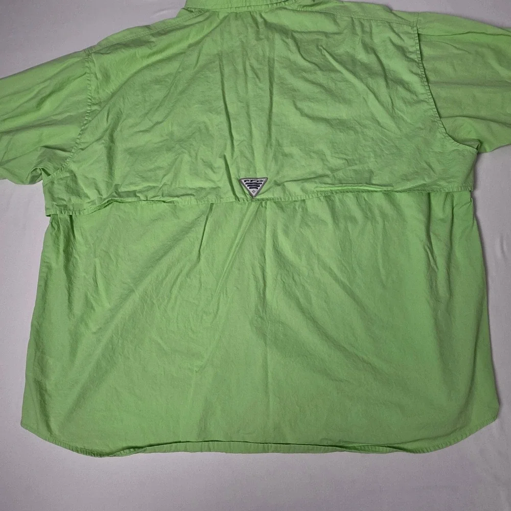 Columbia PFG Fishing Shirt Mens 2XL Lime Green Long Sleeve Button Up FS7120